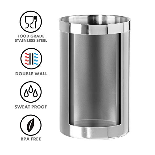 OGGI Stainless Steel Double Wall Wine Cooler - Insulated Tabletop Wine Chiller for White Wine & Champagne, Fits Most Stand...