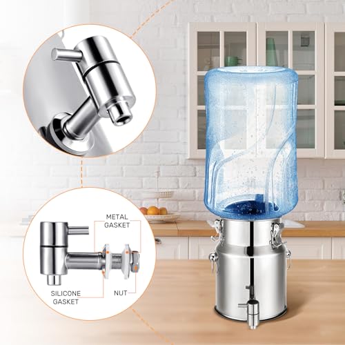 Tioncy Stainless Steel Water Dispenser 1.3 gallon Countertop Drink Dispenser with Spigot and Airtight Lid for Up To 5 Gall...