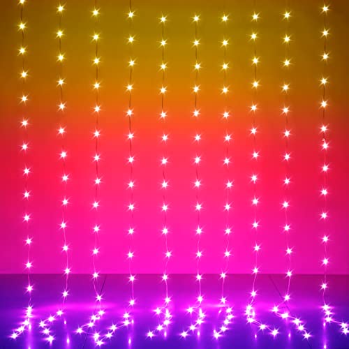 KepStars LED Curtain Lights, 10ft x 10ft 300 LED RGB Color Changing String Fairy Lights Curtain with Smart APP Control, Mu...