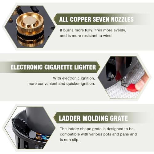 Bestfire Propane Burner, 72,000 BTU Single Burner Gas Stove for Outdoor Cooking, Windproof Camping Stove with Piezo Igniti...