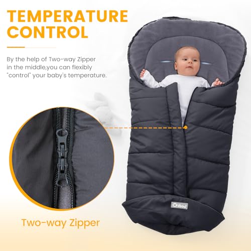 Orzbow Universal Footmuff for Stroller, Winter Warm Baby Stroller Bunting Bag, Waterproof Windproof Warm Polar Fleece Line...