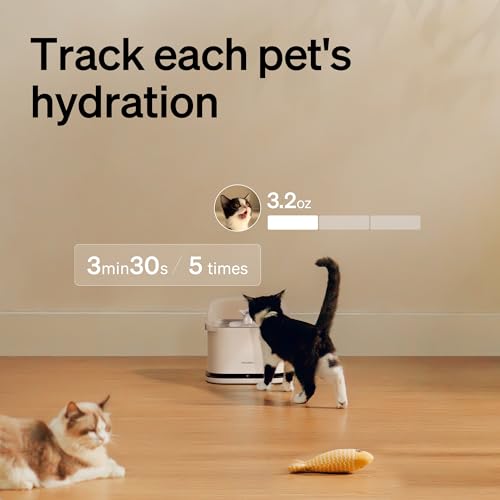 PETLIBRO RFID Multi Cats Water Fountain with Cat Recognition & Hydration Monitoring, Pump-Free Auto Cat Water Dispenser, L...