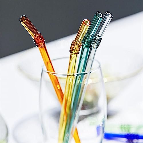 Drinking Straw 1PC Reusable Glass Straws Colorful Drinking Straw Heat Resistant Glass Straw Glass Tube Bar Drinkware Home ...