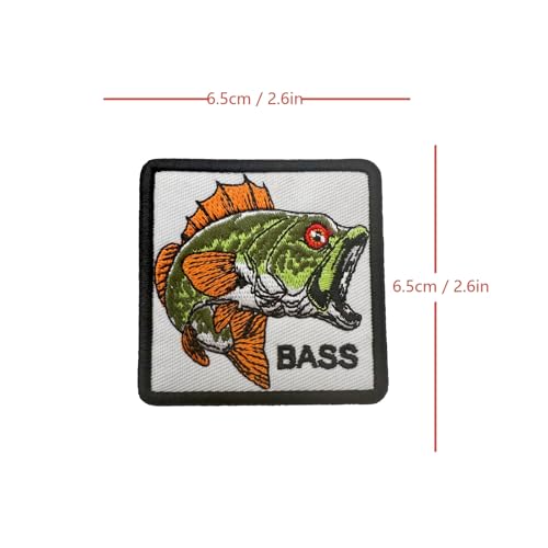 Largemouth Bass Fishing Outdoor Adventure Patch, Iron-on/Sew-on Patches Badge Embroidered Applique Funny Patch for Trucker...