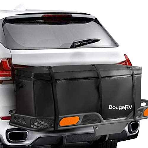 BougeRV Hitch Cargo Carrier Bag Waterproof/Rainproof for Car Truck SUV Vans Rear Mount Trays and Baskets 48'' L x 20'' W x 22'' H