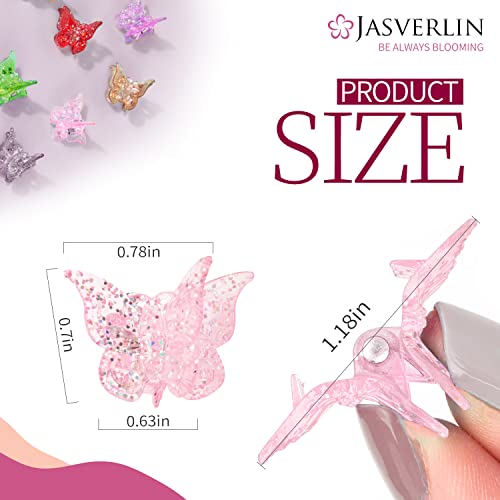 JASVERLIN Glitter Mini Butterfly Hair Claw Clips, Sparkly Colorful Hair Accessories for Girls and Women - 90s Y2K Cute, Sm...
