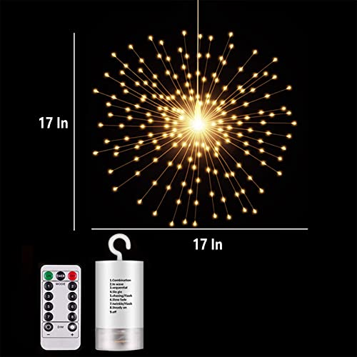 PXBNIUYA 200LED Hanging Sphere Lights, Battery Operated Starburst Lights, 8 Modes Dimmable Remote Control, Waterproof Copp...