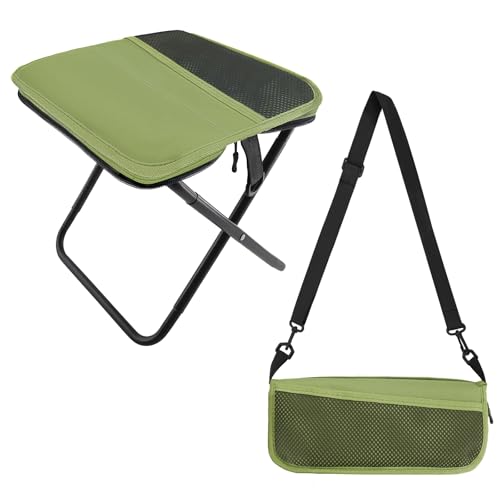 HGEKLIZV Portable Stool, Small Folding Stool for Adults, Ultralight Camping Stools for Hiking and Fishing (Green)