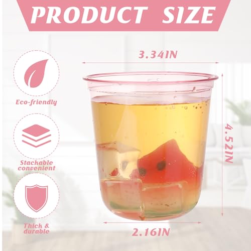 Xuelimei 50pcs 12oz Disposable Stemless Glasses,PET Disposable Drinking Cups,Cold Party Clear Plastic Wine Glasses for Par...
