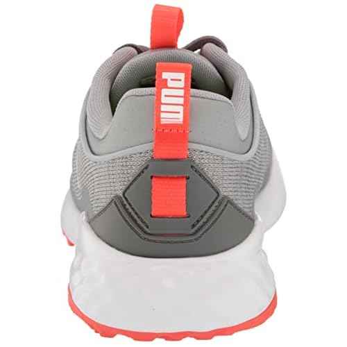 PUMA Men's Fusion Pro Extra Wide Golf Shoe, Quarry Silver-Red Blast, 12