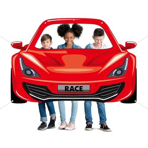 Race Car Birthday Party Decorations Racing Car Party Photo Booth Props Car Themed Photography Banner Backdrop Fabric Backg...