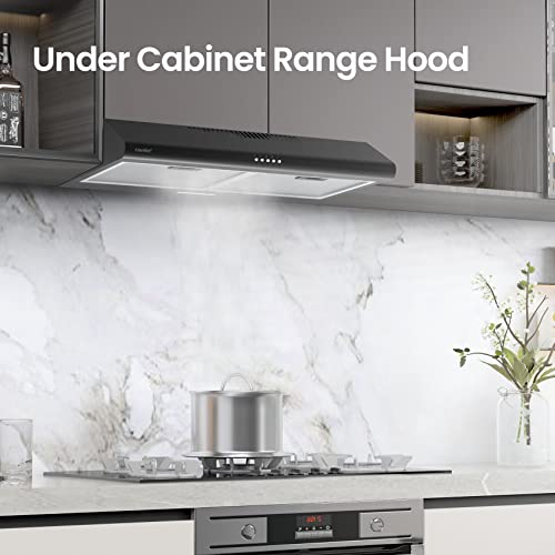 Comfee' Range Hood 30 inch, Under Cabinet Ducted/Ductless Convertible Slim Vent Hood, Durable Stainless Steel Kitchen Stov...