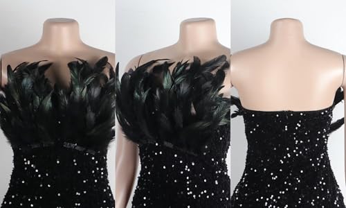 LROSEY Women's Feather Sequin Dress Plus Size Y2K Sparkly Mini Dresses for Fall Birthday Party Club Cocktail Homecoming