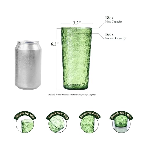 MIYOPESI 18oz Colorful Acrylic Glasses Drinkware (Set of 8), Ice-carved Design Stackable Shatter-Proof Plastic Cups, Reusa...