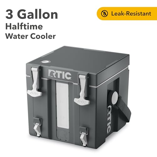 RTIC Halftime Water Cooler Portable Carrier Container, Drink Beverage Dispenser, Stackable with 2 Taps, Bottleless, BPA-Fr...