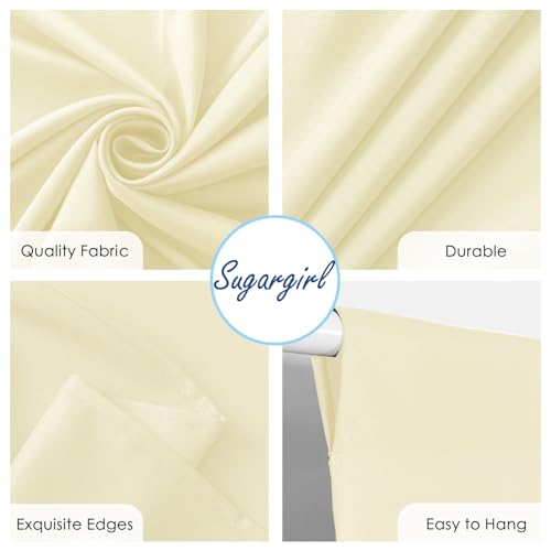 Sugargirl 10x10FT Light Yellow Backdrop Curtains Polyester Photo Backdrop Drapes Curtains 2 Panels with Rod Pockets for Pa...