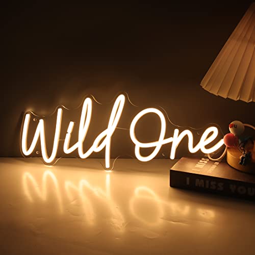 Britrio Wild One Neon Light Sign for Baby Shower Girl Boy One Year Birthday Party Supplies 1st Anniversary Wedding Decorat...