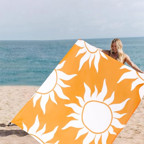 Large Beach Blanket Waterproof Sandproof, 9×10 FT Beach Mat Sand Free for 2-8 Adult with Stakes and Sand Pocket, Foldable ...
