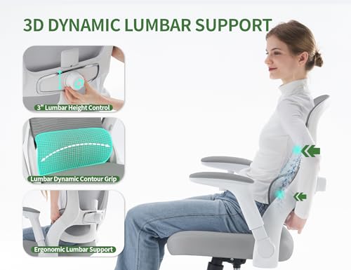 Veratric Ergonomic Office Chair: 400LBS Office Computer Desk Chair with High Back Mesh and Adjustable Lumbar Support Rolli...
