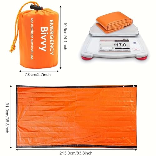 Emergency Sleeping Bag Portable Thermal Bivy Sack Waterproof Lightweight Blanket Survival Gear with Compass
