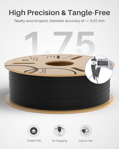 ELEGOO Carbon Fiber PLA Filament 1.75mm Black 1KG, PLA-CF Strong 3D Printer Filament Dimensional Accuracy +/- 0.02mm, 1kg ...