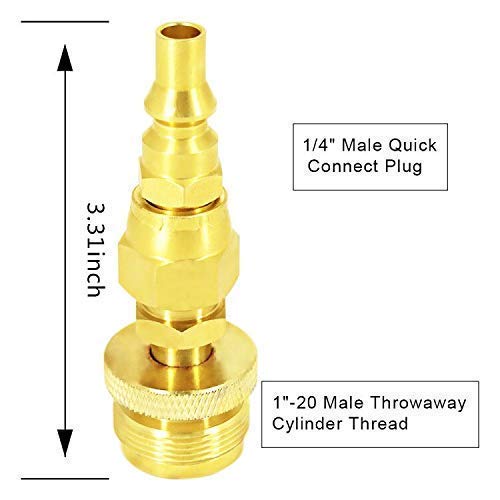 MENSI 1lb Propane Disposal Adapter Fitting with 1/4" Quick Connect Disconnect Adaptor for One Pound Portable Camper Grill ...