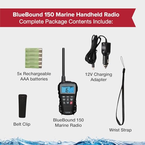 Cobra BlueBound 150 VHF Handheld Marine Radio - Black - 3-Watt, Floating, Long Range, NOAA Weather Alerts, International F...