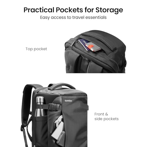 tomtoc Travel Backpack 40L, TSA Friendly Flight Approved Carry-on Luggage Hand Water-resistant Lightweight Business Rucksa...