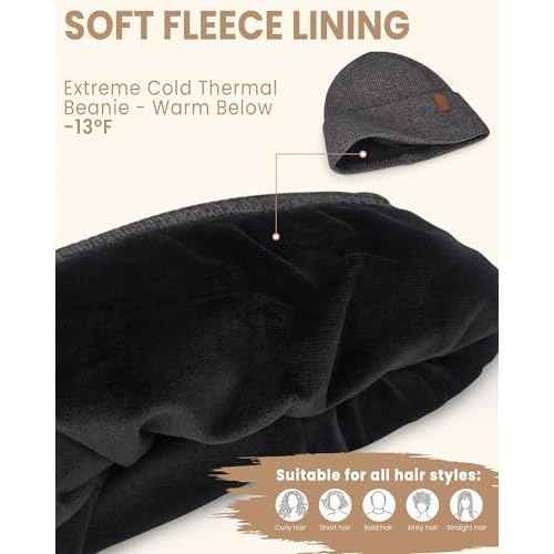 Winter Beanie for Men Women Fleece Lined Beanies Hats Soft Warm Winter Hat Thick Knit Hat for Daily Skiing Outdoor Activities