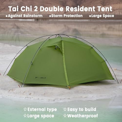 3FULGEAR Tai Chi 2 Ultralight Tent, Bivvy Ground Tent for 2 Person Rainproof Windproof 3/4 Camping Tents Season for Outdoo...