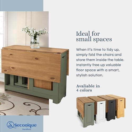 SECONIQUE Santos Butterfly Dining Set – 4 Assembled Foldable Chairs + 1 Folding Table – Space-Saving Table with Nesting Ch...