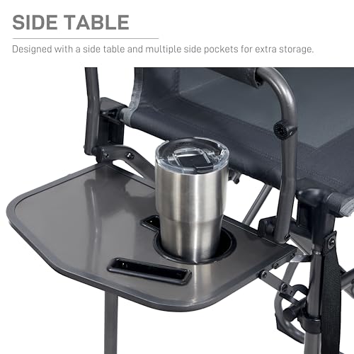 EVER ADVANCED Portable 30.7" Seat Height Tall Folding Camping Chair Directors Chair High Foldable Bar Stool with Side Tabl...