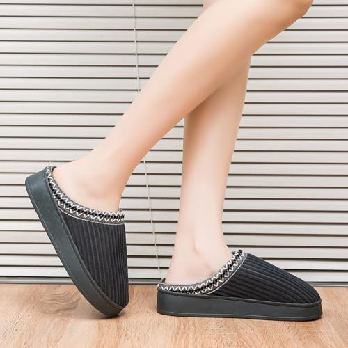 Harxxitd Slippers for Women&Men with Memory Foam Corduroy Closed Toe House Shoes Ladies Winter Warm Comfy Bedroom Women's ...