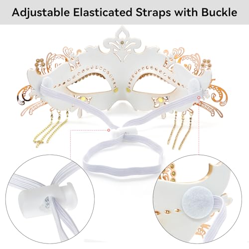 Coddsmz Women Masquerade Mask with Rhinestone Chains Venetian Mask Mardi Gras Decoration for Carnival Party Costume Masks