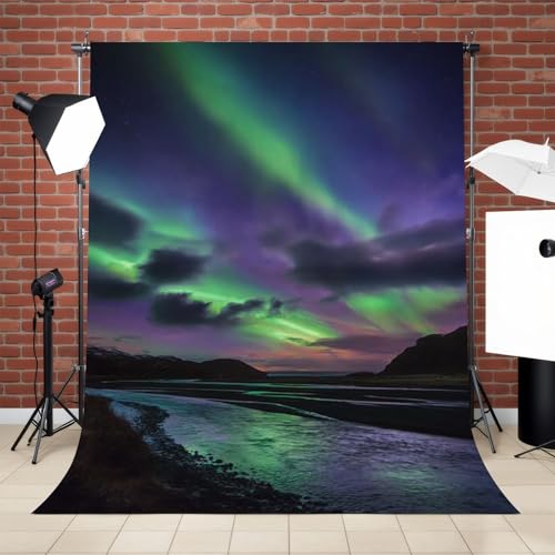 Photography Backdrop Photography Background Dancing Lights Above Landmannalaugar for Photoshoot Portrait Photo Studio Vide...