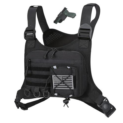 koculemi Outdoor Sports Chest Bag for Men, Chest Vest Holster Fits Most Pistols, EDC Travel Chest Pack for Running, Hiking
