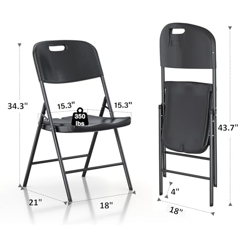 VECELO 5 Piece Folding Card Table Square and Chairs Set, Plastic Tabletop & Seat, Foldable & Portable for Indoor Outdoor U...