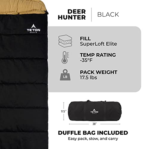 TETON Sports Deer Hunter Sleeping Bag, Warm and Comfortable Camping Sleeping Bag, Teton Tough Canvas Shell for Camping, Hu...
