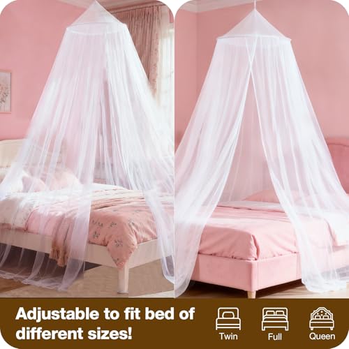 LionLively White Bed Canopy for Girls,Kids Princess Round Dome Bed Curtain, Dreamy Mosquito Netting for Girls, Bedroom Acc...