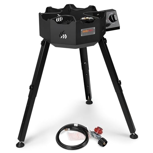 ONLYFIRE GRILLS Portable Gas Burner with Adjustable Removable Legs, Propane Camping Stove for Backyard RV Tailgating Outdo...