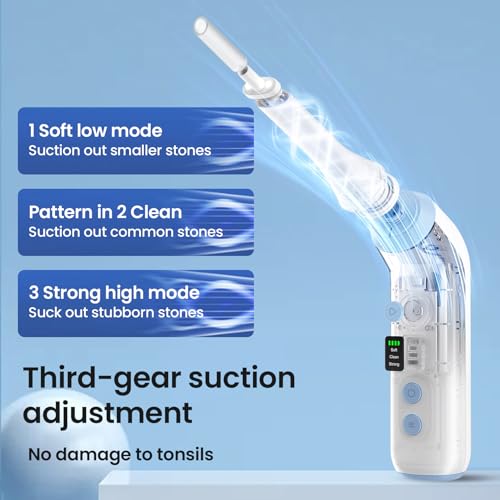Tonsil Stone Remover with Camera, Electronic Tonsil Stone Removal Kit with LED Light,3 Suction Levels,Fight Bad Breath,Tonsil Stone Vacuum,USB Rechargeable