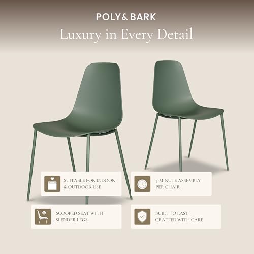 Poly & BARK Isla Modern Kitchen Chairs Set of 4 - Plastic Dining Chair with Metal Legs - Quick Assembly Simple Cafe Chairs...