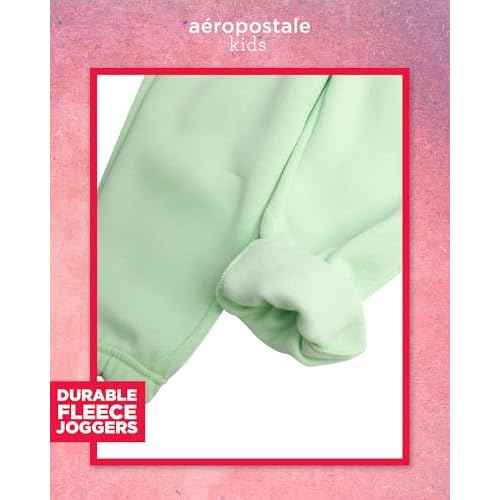 AEROPOSTALE Girls Sweat Suit Set - 2 Piece Soft Fleece Pullover Graphic Crewneck Sweatshirt and Jogger Pants for Girls (4-12)