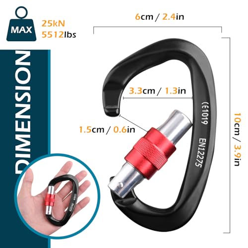 TRIWONDER 12kN 25kN Carabiner Clips Heavy Duty Aluminum Small Carabiners for Hammock Keys Dog Leash Camping Hiking Backpac...