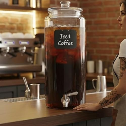 3 Gallon Glass Beverage Dispenser & Spigot – Large Drink Dispenser for Parties, Juice, Water, Iced Tea, Sangria, Punch, Co...