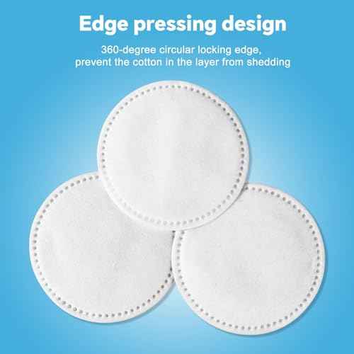 Cotton Rounds for Facial Cleansing and Nail Polish Removal - 100% Pure Cotton, Hypoallergenic Makeup Remover Pads, Lint-Free Multi-Layer Design (100 Count, Pack of 3)