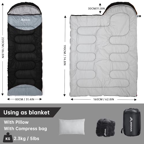 BISINNA 0 Degree Winter Sleeping Bags(480GSM) for Adults-Cold Weather Camping Sleeping Bag-Comfortable Warm Portable Sleep...