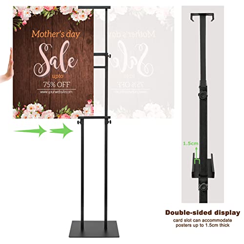 ZEGNEER Black Pedestal Poster Sign Stand for Display, Adjustable Height Up to 80 Inchs, Heavy Duty Banner Double Sided Sig...