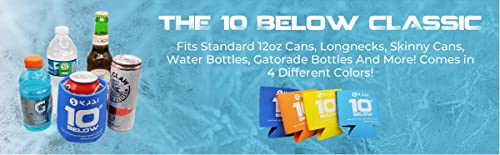 10 Below Classic Freezable Can and Bottle Cooler - Cools to Zero and Below! Swappable ThermPak - 4 in 1 Design - Purple