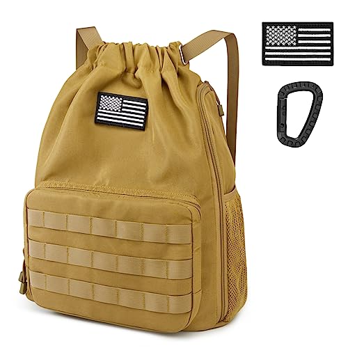 G4Free Drawstring Backpack Gym Backpack Soccer Basketball Bag with Shoes Compartment Tactical Water-Resistant String Sport...